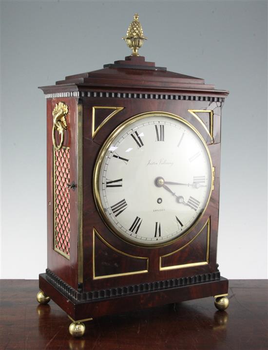 A Regency brass mounted mahogany bracket timepiece, 19in.